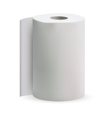 Realistic paper roll mockup isolated on white background
