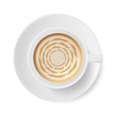 Coffee cappuccino art top view isolated on white background