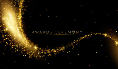 Award nomination ceremony luxury background with golden glitter sparkles