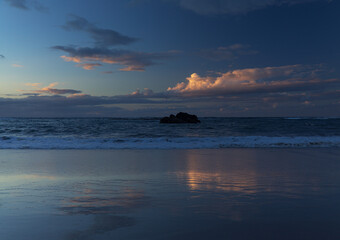 Beautiful sunset over Las Canteras beach in Las Palmas de Gran Canaria 