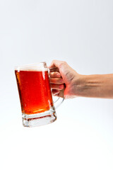 Man holding a large beer