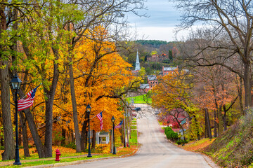 Naklejka premium Historical Galena Town view at Autumn in Illinois of USA