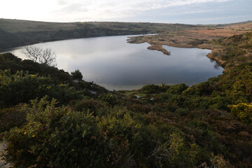 Quarry Pool in the abandoned Glynn Valley China Clay Works Temple Bodmin Moor Cornwall