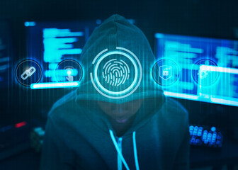 Hacker hacking a computer security system