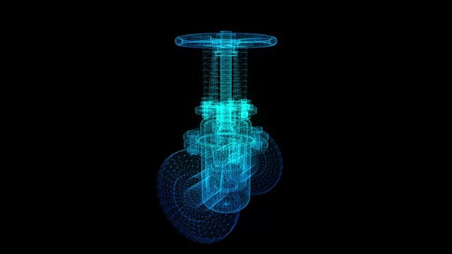 Industrial valve formation of particles 3d model.