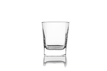 Empty glass for whiskey isolated on white