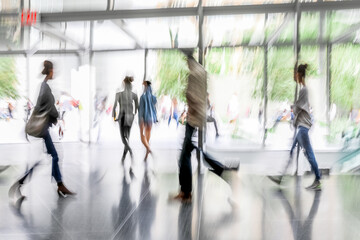 group of people in the lobby business center