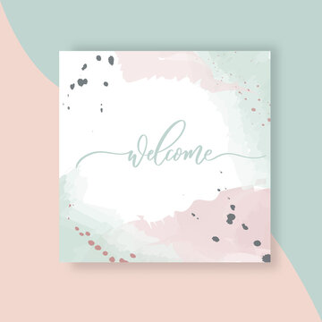 Welcome. Template for wedding invitation. Square frame poster.