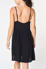 Fototapeta premium Woman in a black fitted dress mockup