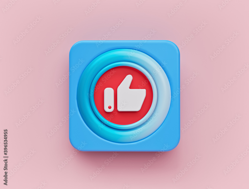 Poster minimal unique like button. creative 3d rendering
