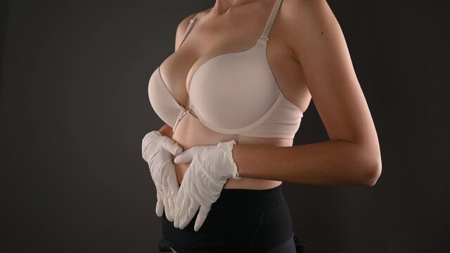 Woman and breast cancer, breast cancer concept. High quality video.