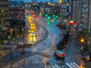 rain drops on the window surface 