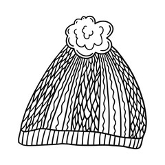 Winter hat icon. Coloring page for kids.