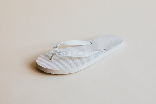 White flip flop summer beach slippers