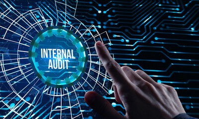 Internet, business, Technology and network concept.virtual screen of the future and sees the...