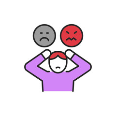 Sadness, anger line color icon. Sign for web page, mobile app