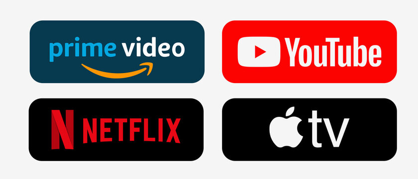 Netflix, Youtube and Prime Video. Amazon and Netflix streaming 