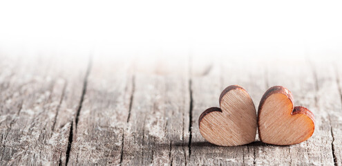 Two wooden hearts