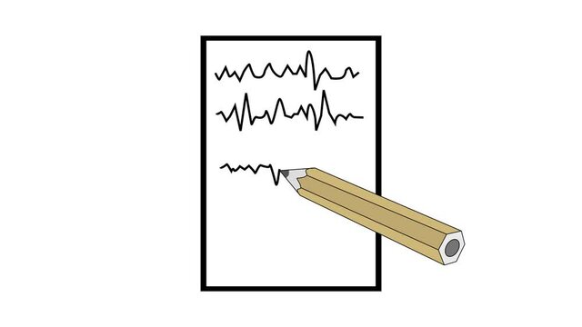 pencil writes on a piece of paper. video screensaver. video illustration.