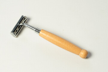 wooden classic shaver close up