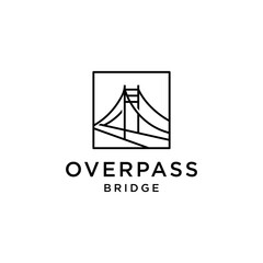 bridge overpass flyover logo vector icon illustration line outline monoline, technology and construction business brand design