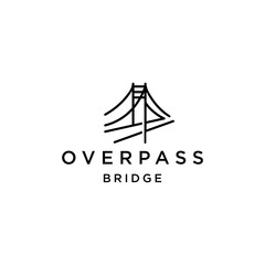 bridge overpass flyover logo vector icon illustration line outline monoline, technology and construction business brand design