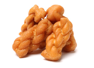 Chinese fried dough twist on white background