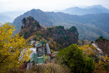 High view of Golden Palace (Palace of Harmony) is located on the highest peak in Wudang.