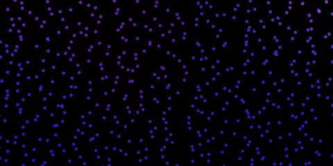 Dark Purple, Pink vector background with colorful stars.