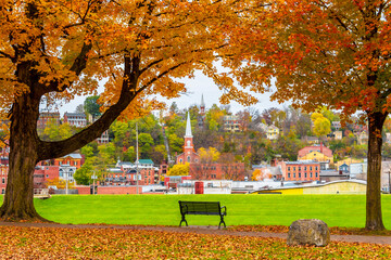 Historical Galena Town view at Autumn in Illinois of USA