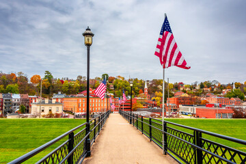 Historical Galena Town view at Autumn in Illinois of USA