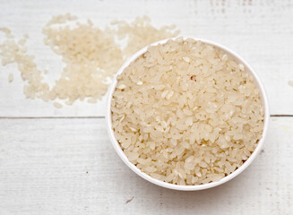 Rice on wooden