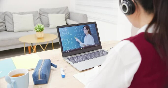 female student learn math online