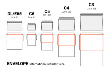 Envelope diecut template size a4 a5 a10. Envelop dimensions paper internation mockup