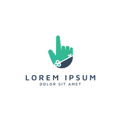 hand and key negative space logo design