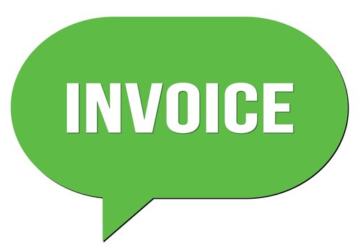 INVOICE text written in a green speech bubble