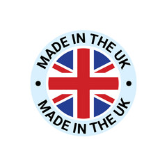 Made in UK Britain flag logo. English brand sticker made in Britain vector stamp