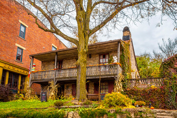 Historical Galena Town view at Autumn in Illinois of USA