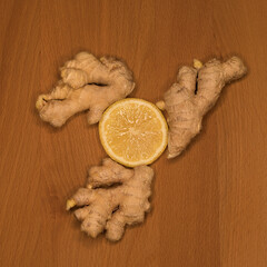 Still life ginger and lemon