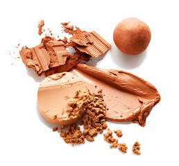 Makeup tone foundation, face powder and eye shadow