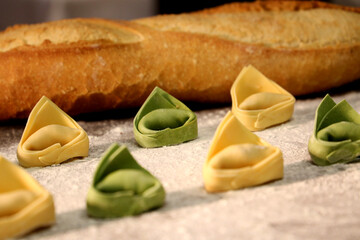 Pasta in Italian restaurant. 
Spaghetti with background