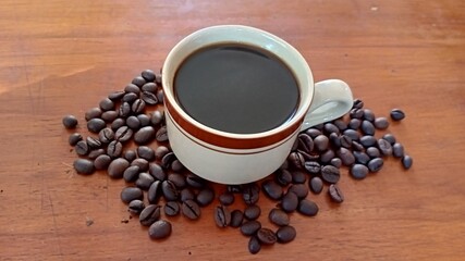 cup of coffee and coffee bean