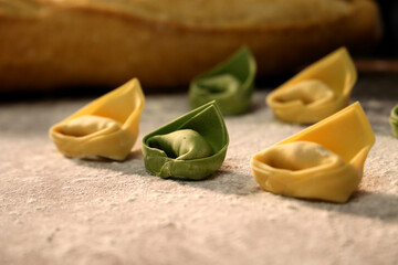 Pasta in Italian restaurant. 
Spaghetti with background