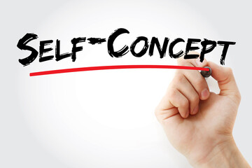 Self - concept text with marker, concept background