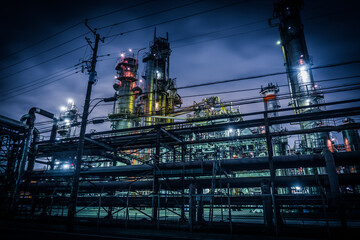 Naklejka premium 京浜工業地帯の工場夜景