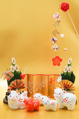 丑年の年賀状・新年素材（2021年新年干支）