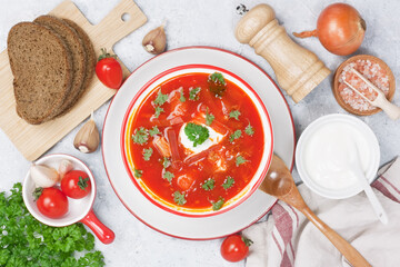 Beetroot tomato soup borscht