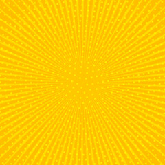 Pop art colorful comics book magazine cover. Polka dots yellow background. Cartoon funny retro pattern strip mock up. Vector halftone illustration. 90-s style. Template design for poster, card, flyer.