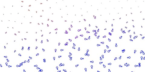 Light Blue, Red vector template with businesswoman signs.