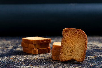 crispy rusk, cake rusk over white background